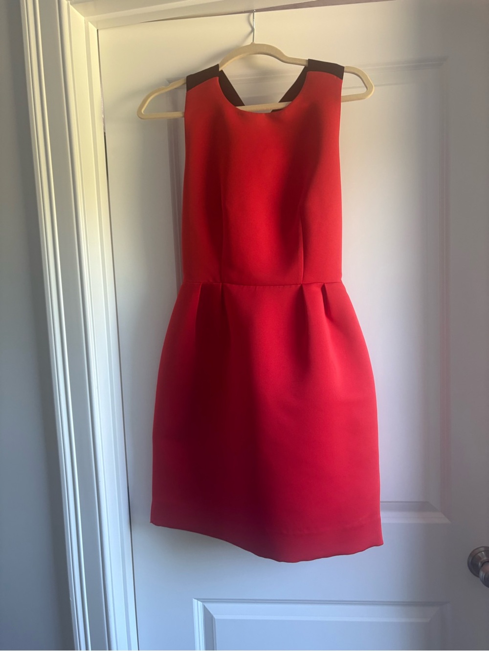 kate spade Red Sleeveless Sheath Dress with Black Neck Trim